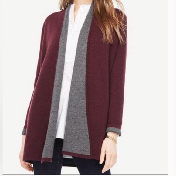 Ann Taylor Burgundy Wool Blend Cardigan - Picture 1 of 6